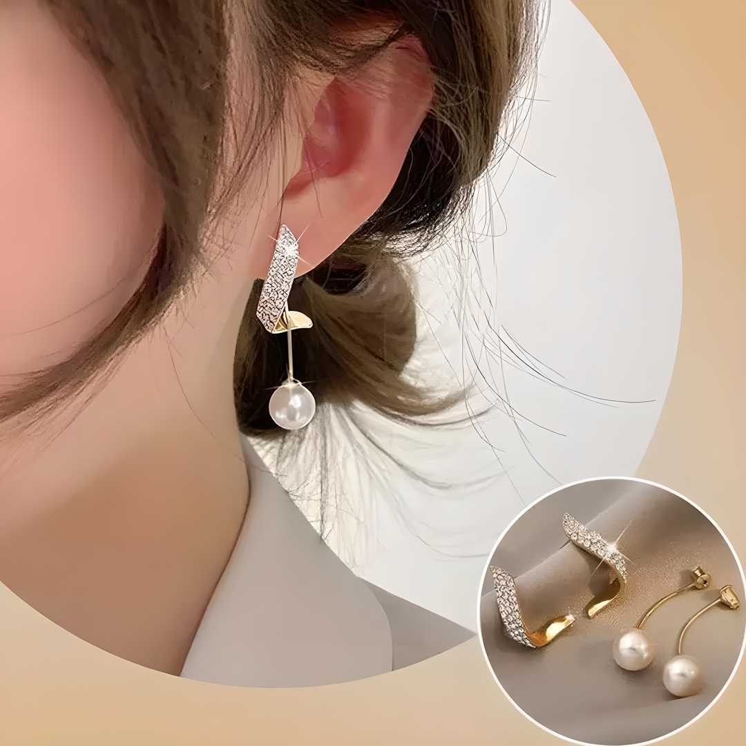 Korean Pearl Wing Stud Earrings