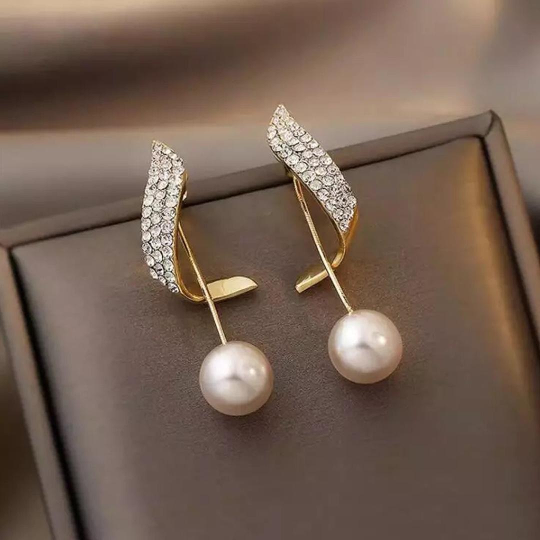 Korean Pearl Wing Stud Earrings